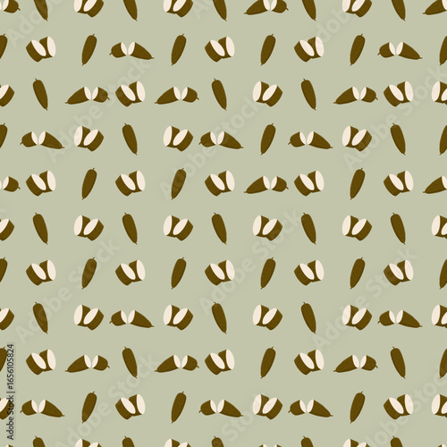 Seamless Cassava Pattern: Tropical Root Vegetable Background Design. Vector seamless pattern of cassava root and slices on soft background for food design.
