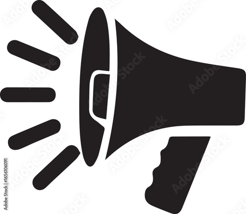 Megaphone Icon: A bold and simple graphic representation of a megaphone, conveying a message of announcement, promotion, and communication.