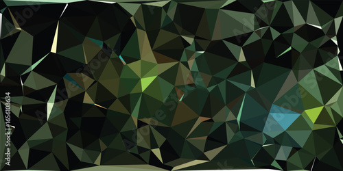 Abstract vector background with a dark crystal mosaic pattern in military green and earthy tones. Modern polygonal design for digital wallpaper.