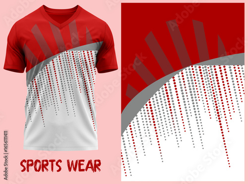T-shirt V-neck  Short sleeve. With knit jersey fabric and rib neck texture ( 3d rendered ) jersey design, jersey texture, sports wear, jersey design for Sublimation print