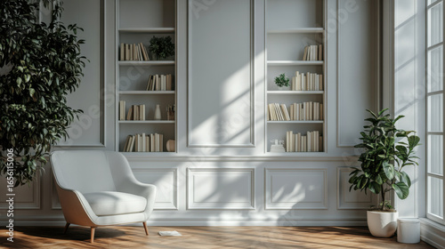 White Modern  Office Wall bookshelf