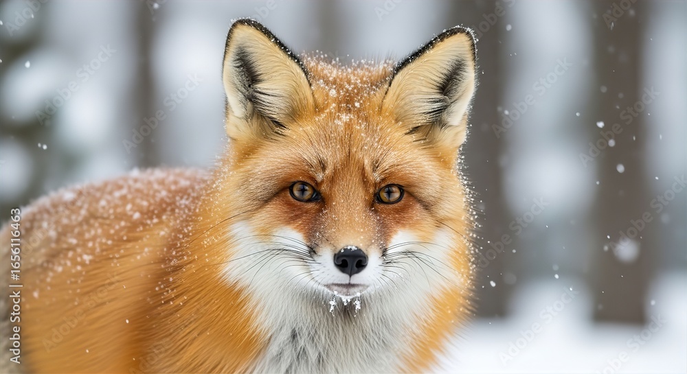 Obraz premium Red Fox in Snowy Forest
