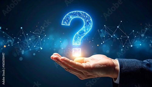 Glowing Question Mark in Hand.