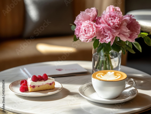 Coffee, flower in back light