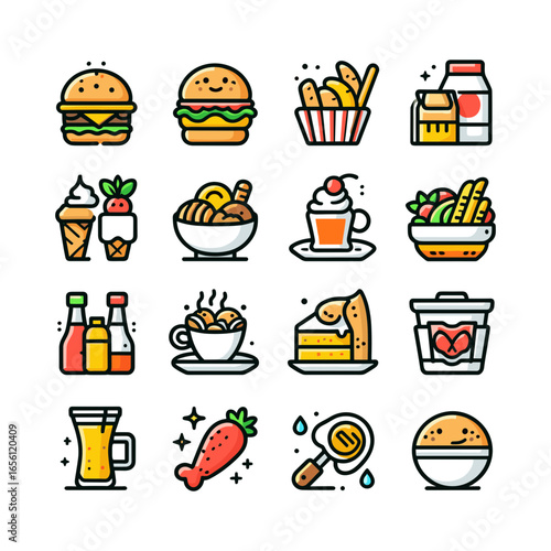 set of food flat icons