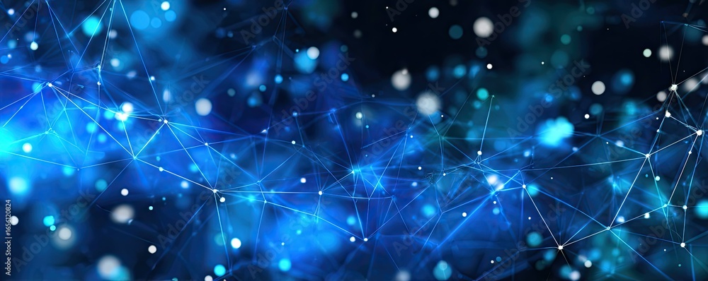 Fototapeta premium Exploring Abstract Blue Digital Networks Virtual Space Digital Art High-Tech Environment Futuristic Concept