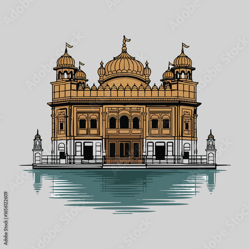 golden temple vector illustration