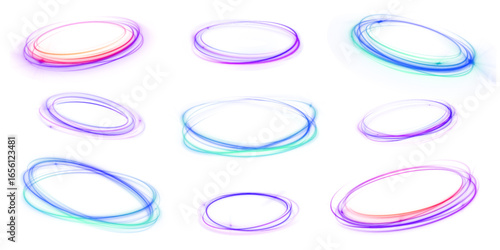 Ellipse glow line swirl blue light shine abstract effect background circle circular design digital energy flash frame futuristic