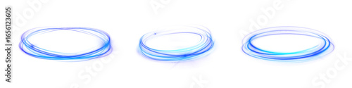 Neon sparkle swirl blue light line shine abstract ellipse effect background circle circular design digital energy flash frame