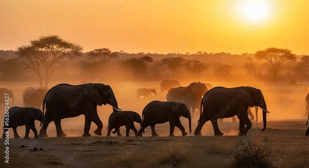 Fototapeta premium Elephant Sunset March