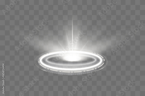 Cyber realistic futuristic portal hologram round circle square abstract set vector tech game virtual stage laboratory space background
