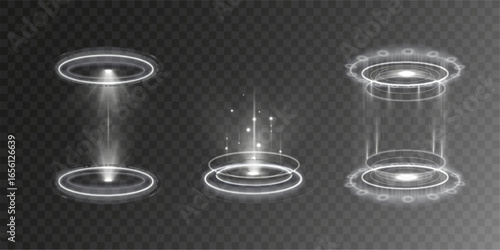 Holographic gate dais frame platform screen modern digital technology future light design glow background neon effect element