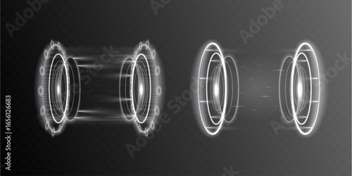 Futuristic portal hologram virtual abstract stage laboratory space science fiction yellow red purple blue realistic cyber vector