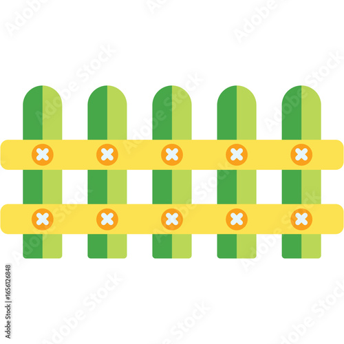 Garden Fence Vector Flat Illustration
