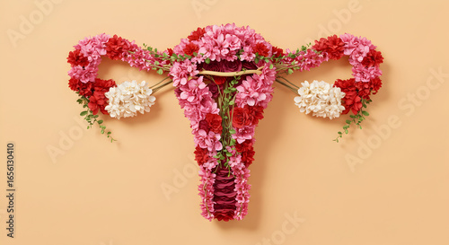 Beautiful Floral Uterus Art Design Made With Vivid Flowers Celebrating Women's Health And Reproductive Rights In Nature Inspired Aesthetic