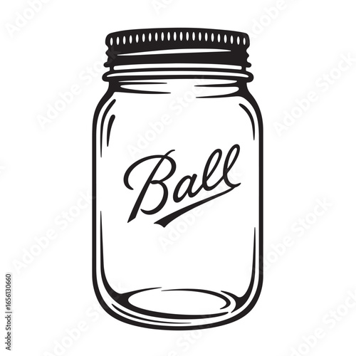 Classic ball mason jar vector illustration perfect for vintage food and beverage designs
