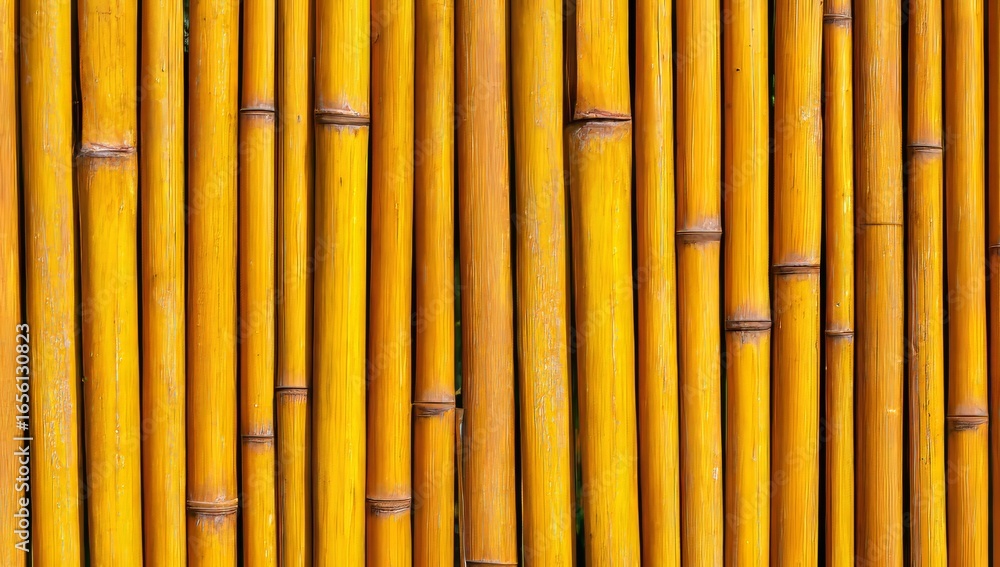 Fototapeta premium The Golden Bamboo Forest presents a breathtakingly serene landscape of radiant yellow bamboo stalks in a tranquil Asian forest, where the soft interplay of light and botanical elegance embodies the