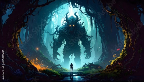 An unearthly creature from forgotten dimensions rises in mist, forged of symbols and shifting forces, glowing with runes in silence — surreal, dark fantasy vision in ultra-detailed 4K.