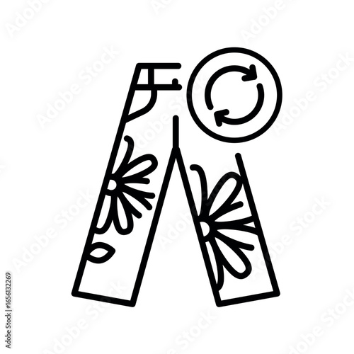 upcycled pants black line icon for digital and print projects.