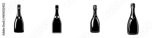 Different styles of champagne bottles displayed together in a stylish arrangement for a festive celebration