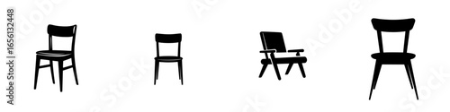 Different styles of chairs displayed against a white background showcasing diversity in furniture design and aesthetics