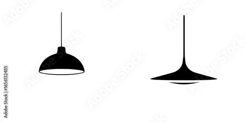 Two modern pendant lights hanging in a simple interior setting showcasing clean lines and minimalistic design