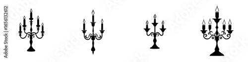 Elegant silhouettes of classic candelabras arranged in a stylish manner suitable for decor and illustration purposes