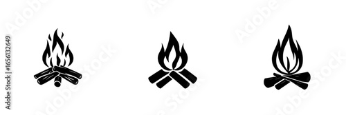 Fire flames with logs creates a warm atmosphere for outdoor gatherings and campfires during evening activities