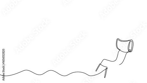 Animation of a single line drawing of an armchair. Continuous contour movement of an armchair. Continuous video with one line.