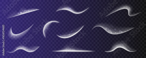 Vector ice smoke fog blow isolated motion transparent design glistering splash frost light blizzard snow wind cold effect