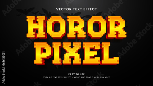 editable text effect horor pixel 3d style premium vector 
