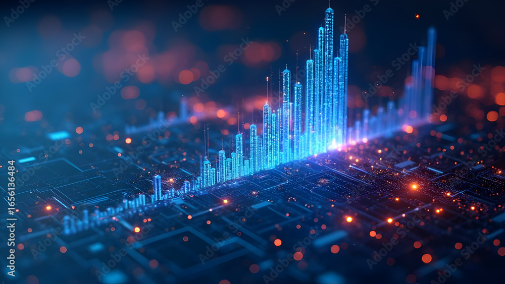 Obraz premium Synthetic Projections Merging AI and Quantum Intelligence - 49
