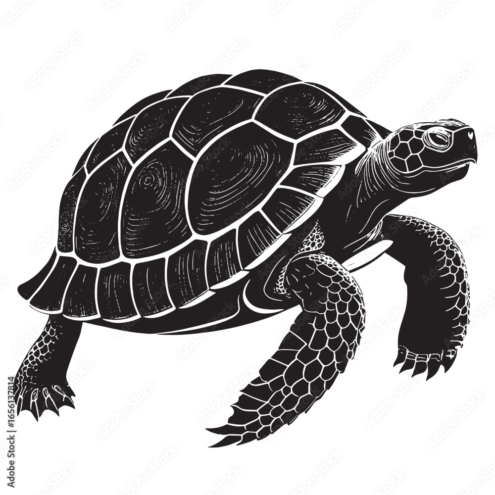 Fototapeta premium black desert tortoise Silhouette Vector, High Quality Illustration on White Background