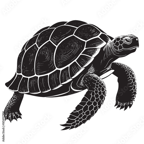 black desert tortoise  Silhouette Vector, High Quality Illustration on White Background