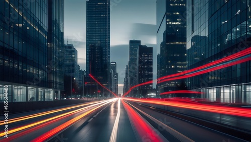 Stunning Long Exposure Light Trails on a City Road at Night 