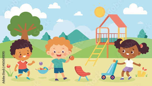 children playing in the school grounds 