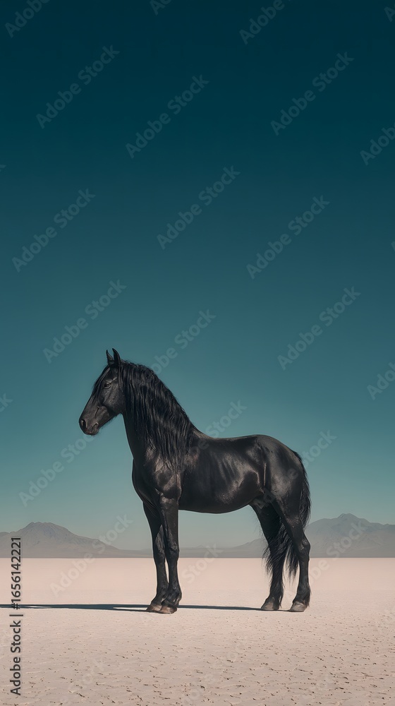 Fototapeta premium Horse in Full-Length View on Dry Terrain