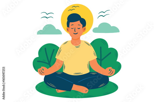 man meditating in lotus position