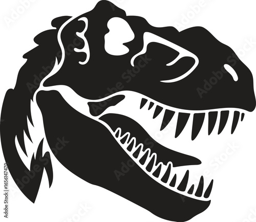 Tyrannosaurus Rex Head Silhouette Illustration.Tyrannosaurus Rex Head Silhouette Illustration