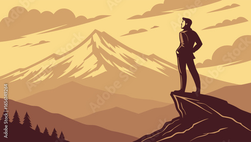 Businessman Contemplating Mountain View.