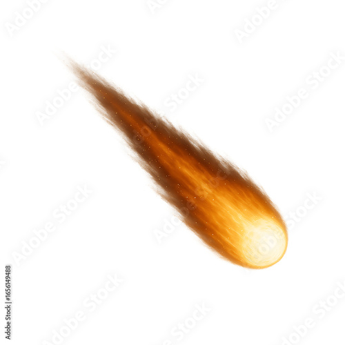 burning falling comet on a transparent background