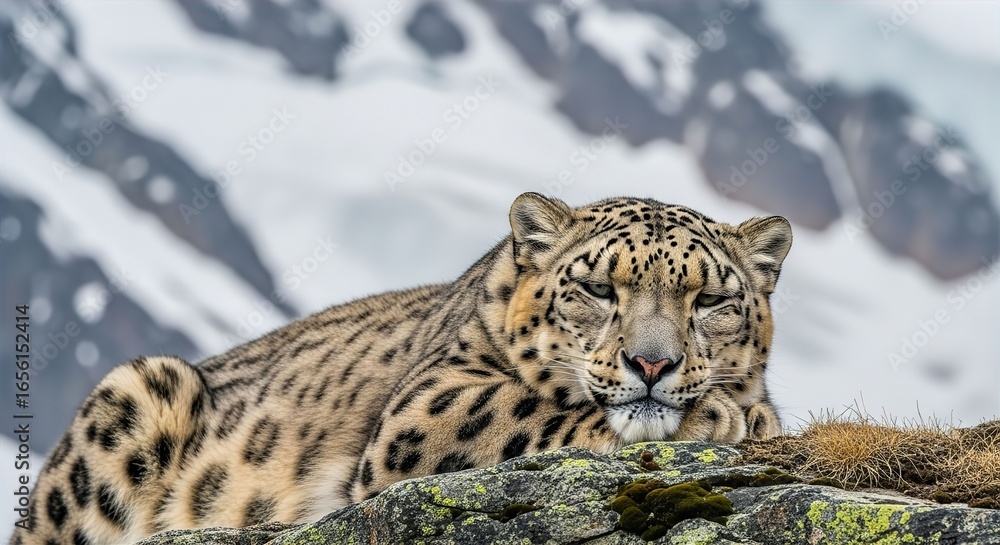 Fototapeta premium Snow Leopard Serenity