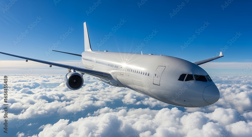 Fototapeta premium Commercial Airliner Soaring Above the Clouds