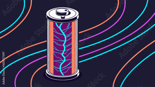 Stylized Battery with Internal Branching Design.