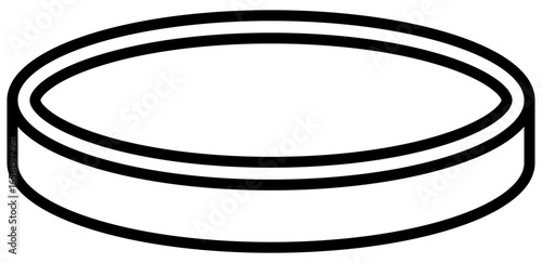 Black Outline Simple Coin from Front Bottom Side