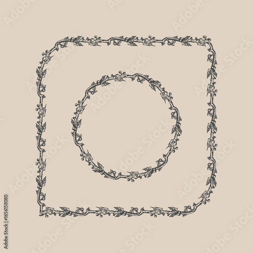 Mistletoe outline line border pattern brush