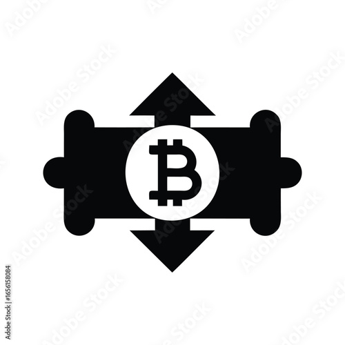 Bitcoin price volatility, investment risk, financial growth, and fluctuation abstract silhouette vector illustration