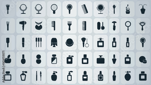 Beauty and Hairdressing Tools Icons Collection vector
