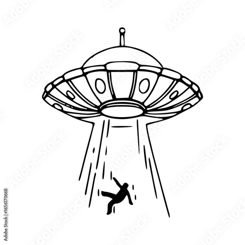 classic flying saucer abducting human