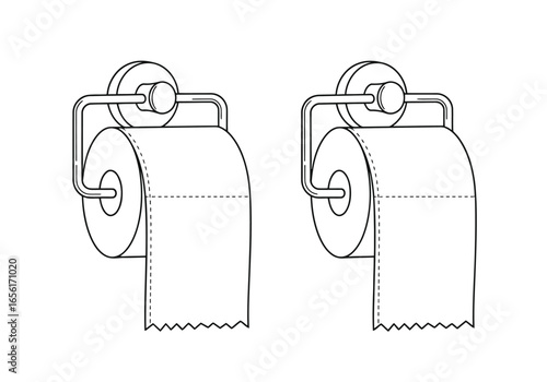 Two toilet paper rolls hanging on holders